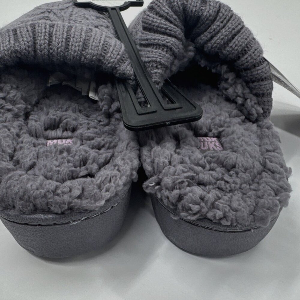 Muk Luks Cozy Slip On Shoes Womens Slippers Large 9-10 Mules Fuzzy Knit NEW - Picture 4 of 10